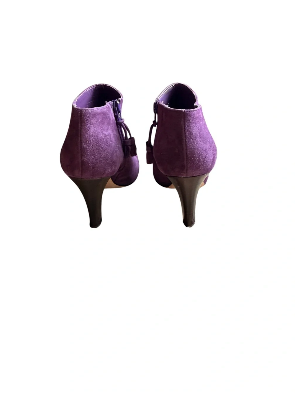 Brooks Brothers Italian Made Purple Suede Ankle Boots with Tassel Zip